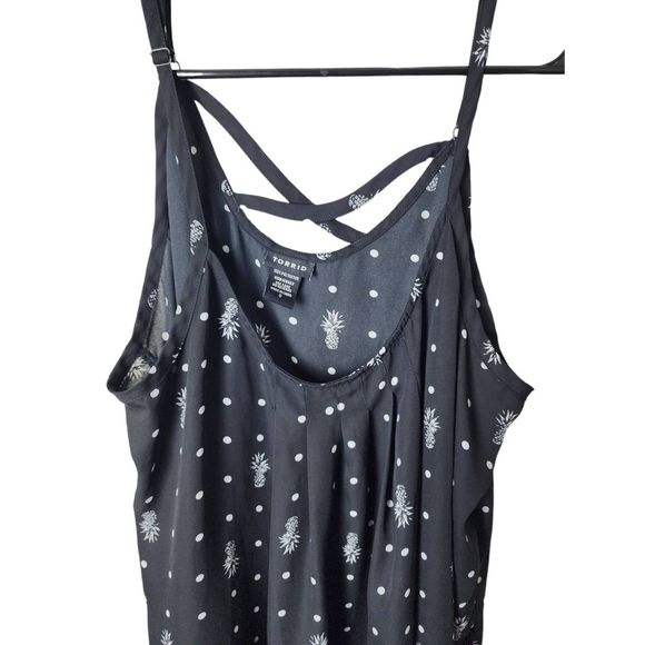 Torrid Pineapple Print Georgette Cross-Cross Back Tank Top Women’s Size 0 Large - Picture 5 of 6